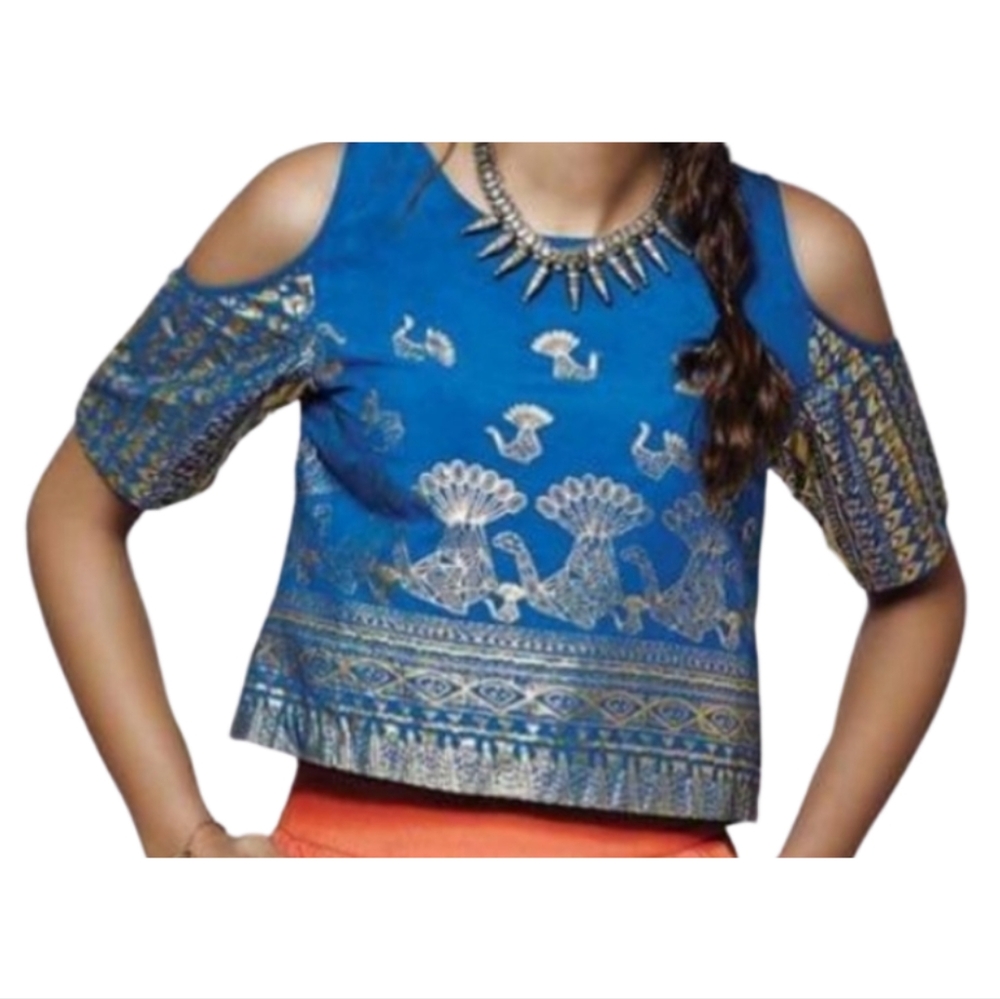 Global Desi | Blue/Gold Sienna Choli Crop Top
